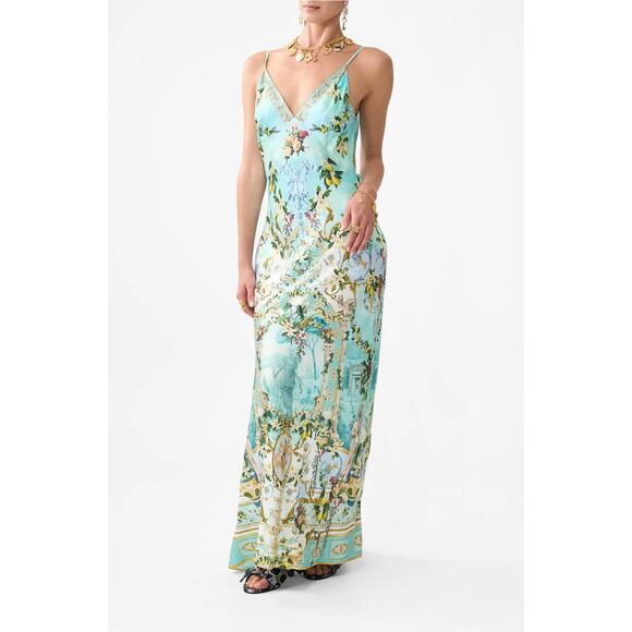Camilla Dresses & Skirts - Camilla v neck long bias slip dress with train Venus on a vespa S